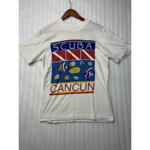 Vintage 80s 90s Cancun SCUBA T Shirt Single Stitch Nature Fish Tropical Sz. S